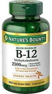 NATURES BOUNTY B12 2500mcg 300 TABLETAS